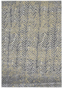 5' X 8' Gray Yellow And White Abstract Stain Resistant Area Rug