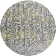 8' Gray Yellow And White Round Abstract Stain Resistant Area Rug