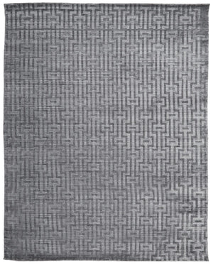 5' X 8' Gray And Silver Geometric Hand Woven Area Rug