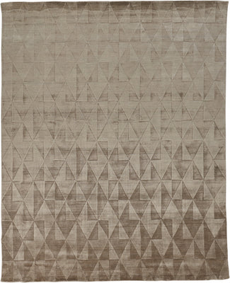 2' X 3' Taupe Geometric Hand Woven Area Rug