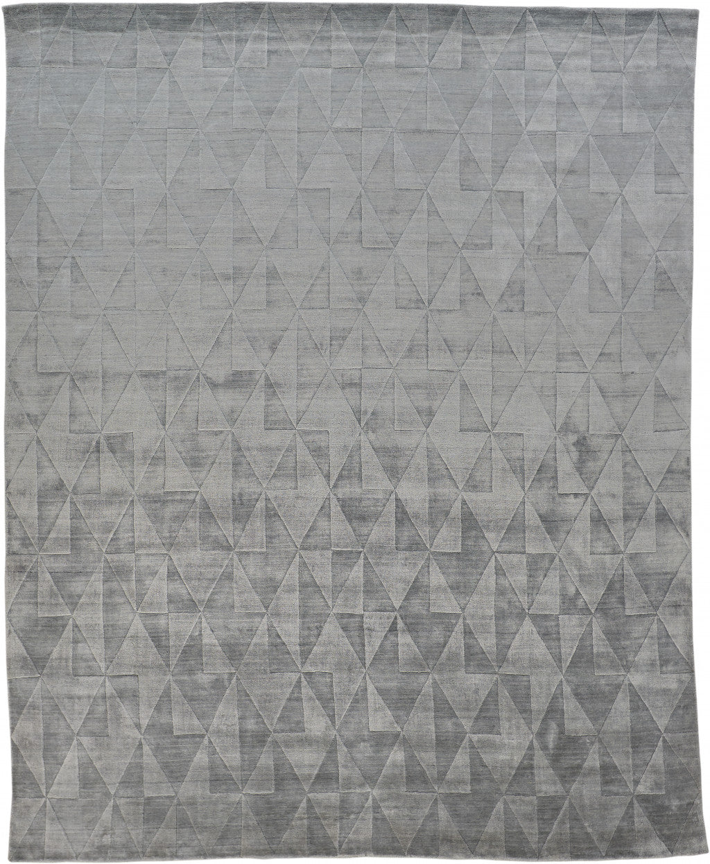 4' X 6' Gray Ivory And Silver Geometric Hand Woven Area Rug