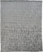 4' X 6' Gray Ivory And Silver Geometric Hand Woven Area Rug