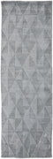 8' Gray Ivory And Silver Geometric Hand Woven Runner Rug