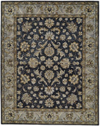 10' X 13' Blue Gray And Taupe Wool Floral Tufted Handmade Stain Resistant Area Rug