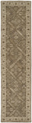 10' Green Brown And Taupe Wool Paisley Tufted Handmade Stain Resistant Runner Rug