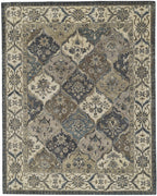 10' X 13' Blue Gray And Taupe Wool Paisley Tufted Handmade Stain Resistant Area Rug