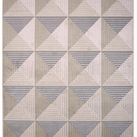 10' X 13' Beige Gray And Ivory Geometric Stain Resistant Area Rug