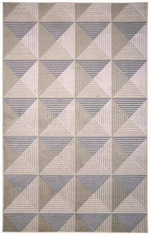 10' X 13' Beige Gray And Ivory Geometric Stain Resistant Area Rug