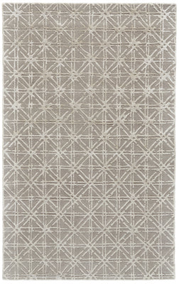 4' X 6' Taupe Ivory And Tan Wool Abstract Tufted Handmade Area Rug