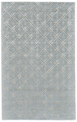 4' X 6' Blue Silver And Gray Wool Abstract Tufted Handmade Area Rug