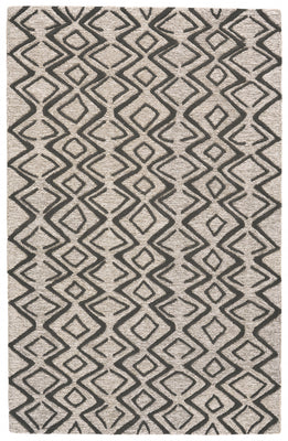 10' X 13' Black Gray And Taupe Wool Geometric Tufted Handmade Stain Resistant Area Rug