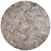 10' Taupe Gray And Tan Round Wool Geometric Tufted Handmade Area Rug