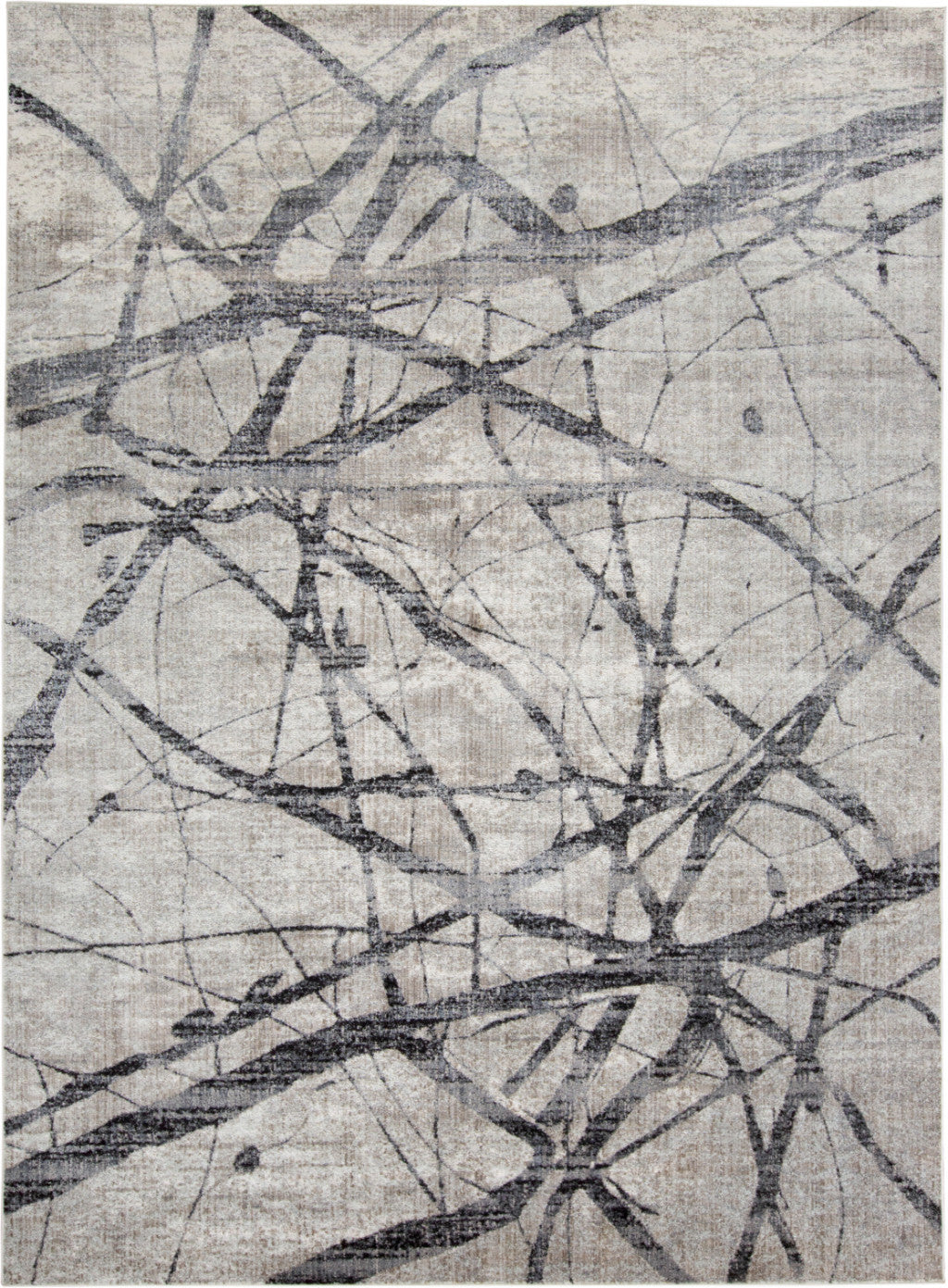 7' X 10' Taupe Gray And Ivory Abstract Stain Resistant Area Rug