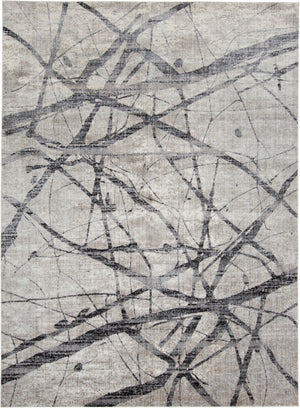 7' X 10' Taupe Gray And Ivory Abstract Stain Resistant Area Rug