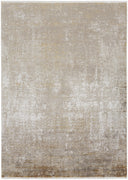 5' X 8' Taupe Ivory And Gold Abstract Area Rug With Fringe