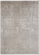 3' X 5' Tan Ivory And Gray Abstract Power Loom Distressed Area Rug With Fringe