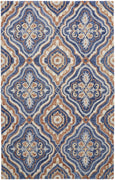 5' X 8' Blue Orange And Ivory Wool Geometric Tufted Handmade Stain Resistant Area Rug