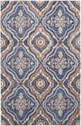 8' X 10' Blue Orange And Ivory Wool Floral Tufted Handmade Stain Resistant Area Rug