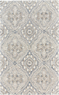 8' X 10' Taupe Blue And Gray Wool Floral Tufted Handmade Stain Resistant Area Rug