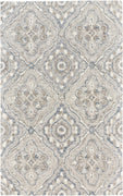 2' X 3' Taupe Blue And Gray Wool Floral Tufted Handmade Area Rug