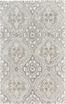 2' X 3' Taupe Blue And Gray Wool Floral Tufted Handmade Area Rug