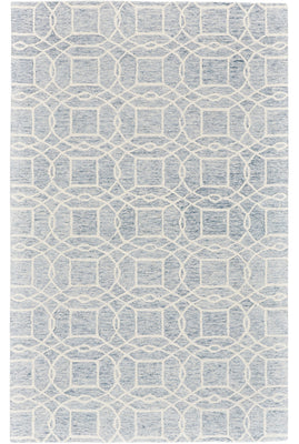 9' X 12' Gray And Ivory Wool Geometric Tufted Handmade Area Rug