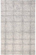 5' X 8' Ivory And Gray Wool Plaid Tufted Handmade Stain Resistant Area Rug