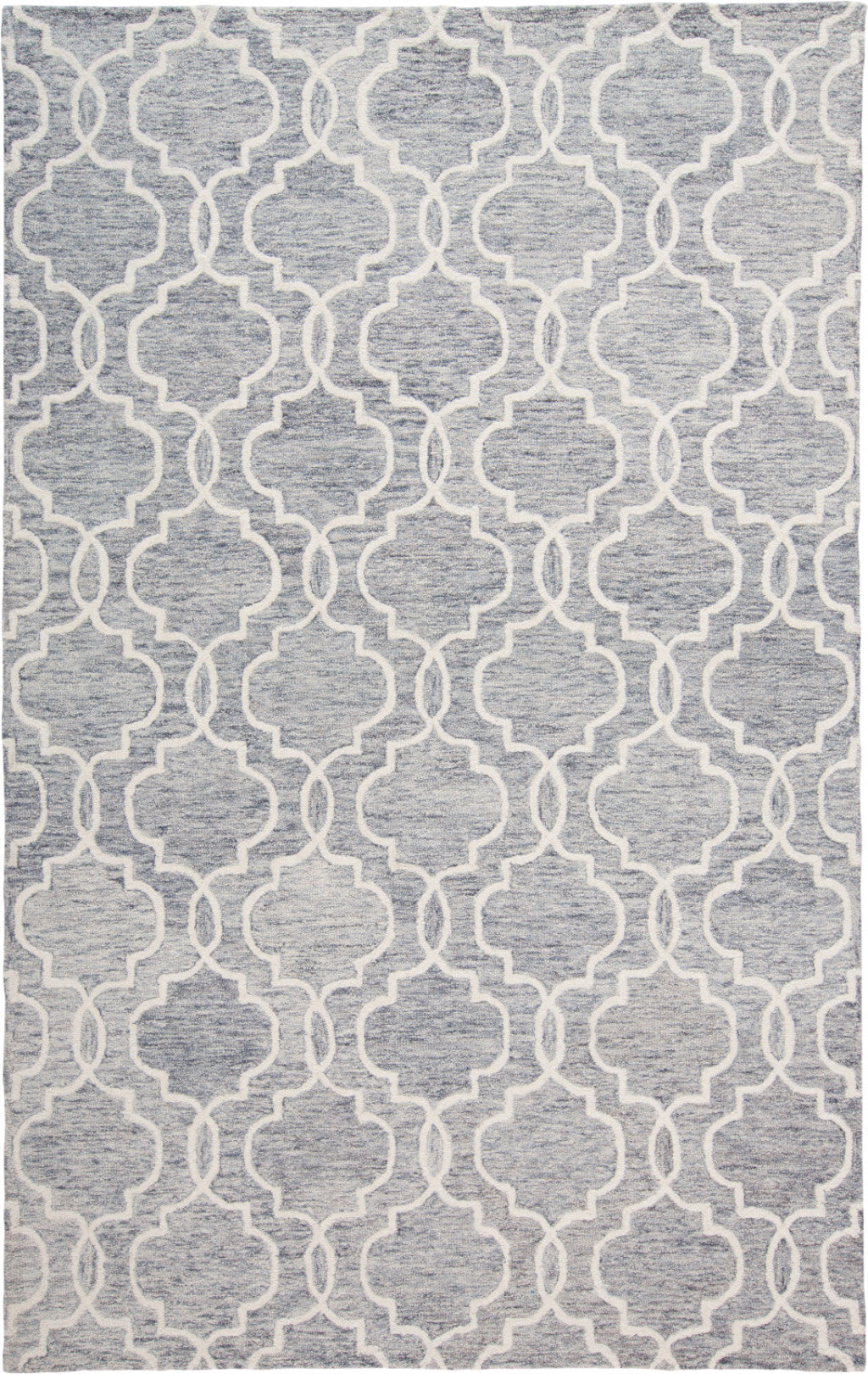 5' X 8' Blue Gray And Ivory Wool Geometric Tufted Handmade Stain Resistant Area Rug