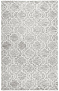 5' X 8' Gray And Ivory Wool Geometric Tufted Handmade Stain Resistant Area Rug