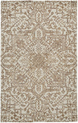 9' X 12' Ivory And Brown Wool Floral Tufted Handmade Stain Resistant Area Rug