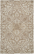 2' X 3' Ivory And Brown Wool Floral Tufted Handmade Stain Resistant Area Rug