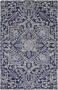 5' X 8' Blue And Ivory Wool Floral Tufted Handmade Stain Resistant Area Rug