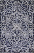 2' X 3' Blue And Ivory Wool Floral Tufted Handmade Stain Resistant Area Rug