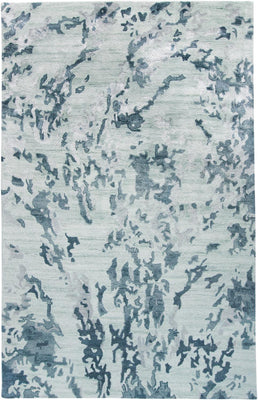 4' X 6' Blue Green And Silver Abstract Tufted Handmade Area Rug