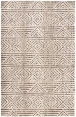 4' X 6' Tan Ivory And Brown Geometric Stain Resistant Area Rug