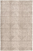 5' X 8' Tan Ivory And Brown Geometric Stain Resistant Area Rug