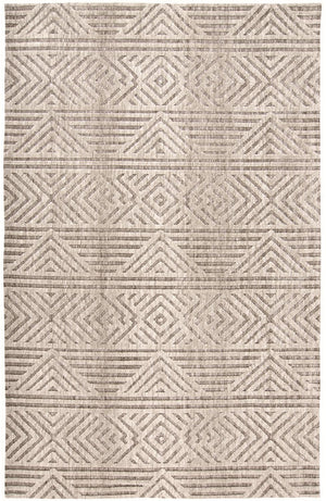 5' X 8' Tan Ivory And Brown Geometric Stain Resistant Area Rug