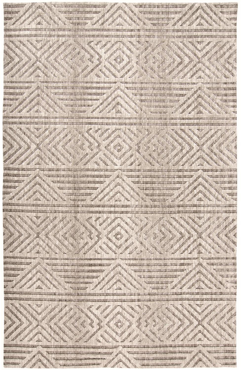 8' X 10' Tan Ivory And Brown Geometric Stain Resistant Area Rug