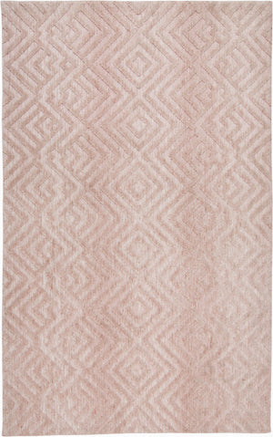 4' X 6' Pink And Ivory Geometric Stain Resistant Area Rug