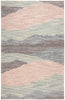 5' X 8' Pink Green And Blue Wool Abstract Tufted Handmade Area Rug