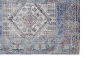 2' X 3' Blue Gray And Ivory Floral Stain Resistant Area Rug