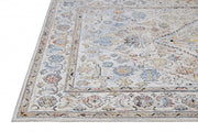 7' X 10' Taupe Blue And Gray Floral Stain Resistant Area Rug