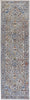 8' Taupe Blue And Gray Floral Stain Resistant Runner Rug