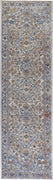 8' Taupe Blue And Gray Floral Stain Resistant Runner Rug