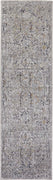 8' Gray Taupe And Yellow Abstract Stain Resistant Runner Rug