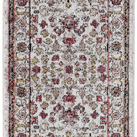 8' Ivory Pink And Gray Floral Stain Resistant Runner Rug