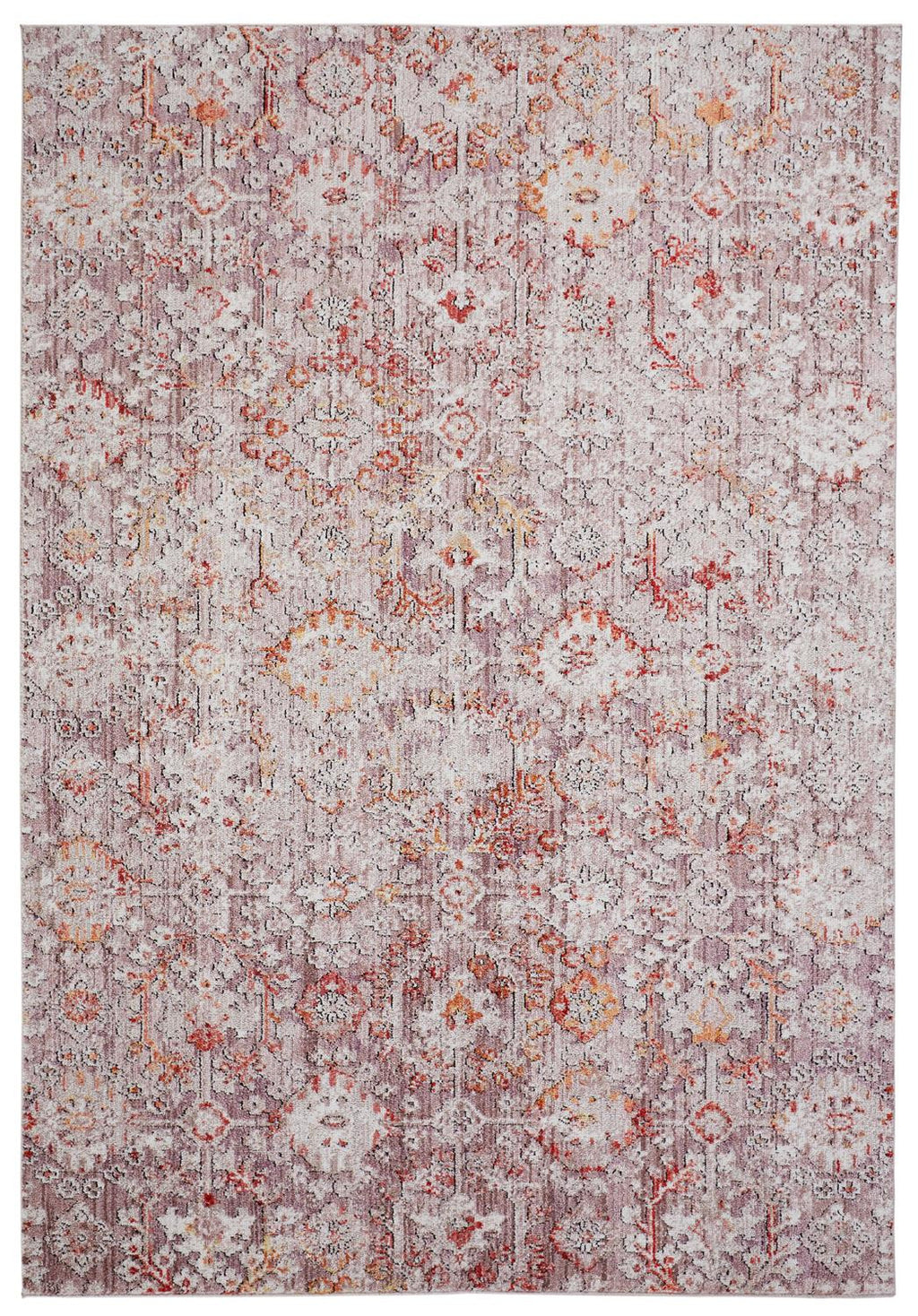 8' X 10' Pink Ivory And Gray Abstract Stain Resistant Area Rug