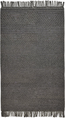 8' X 10' Gray Wool Geometric Hand Woven Area Rug With Fringe