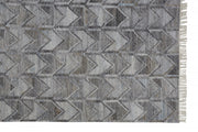 4' X 6' Gray Silver And Taupe Geometric Hand Woven Stain Resistant Area Rug With Fringe