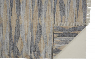 4' X 6' Gray Tan And Silver Abstract Hand Woven Stain Resistant Area Rug With Fringe